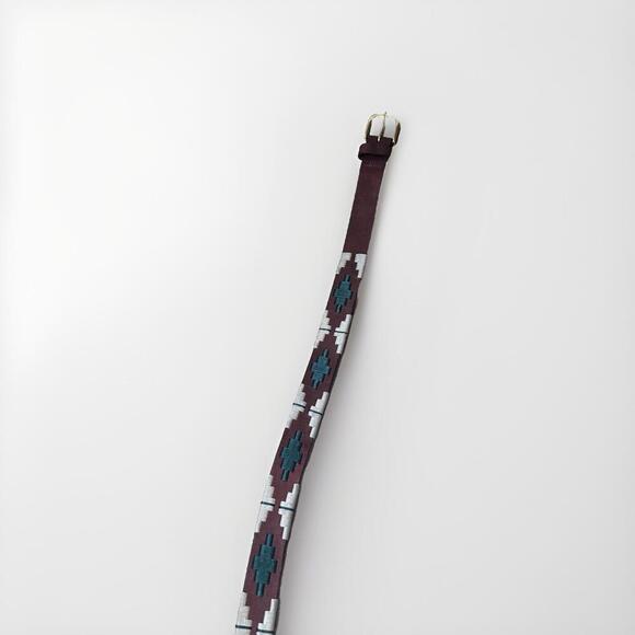 Sid Mashburn Embroidered Leather Belt Handmade brown green main image 3